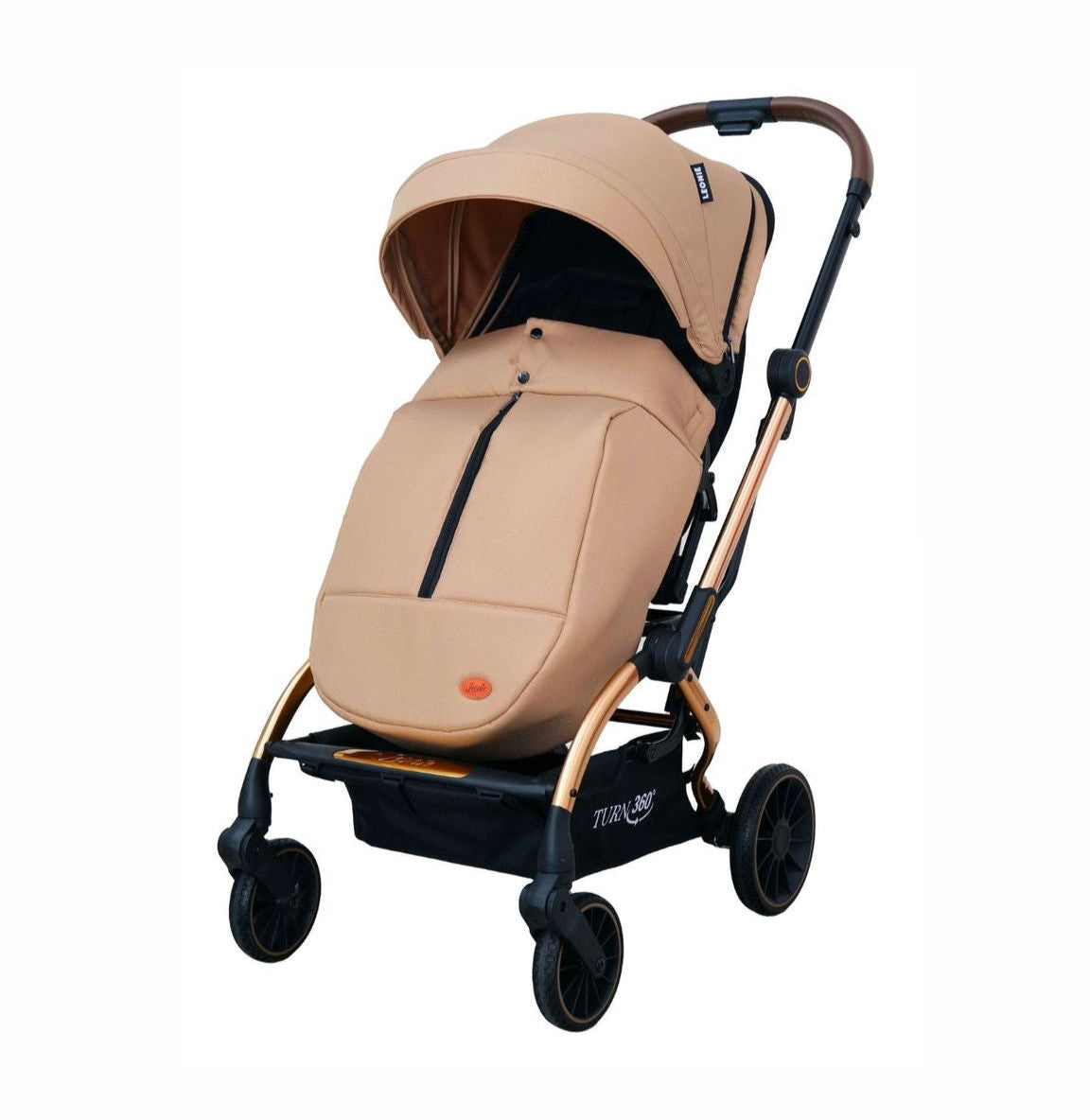 Passeggino Leonie Turn 360 Fronte Mamma e Fronte Strada con Coprigambe, Zaino e Zanzariera Omologato 0/22kg Beige