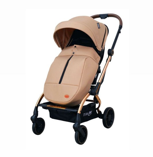 Passeggino Leonie Turn 360 Fronte Mamma e Fronte Strada con Coprigambe, Zaino e Zanzariera Omologato 0/22kg Beige