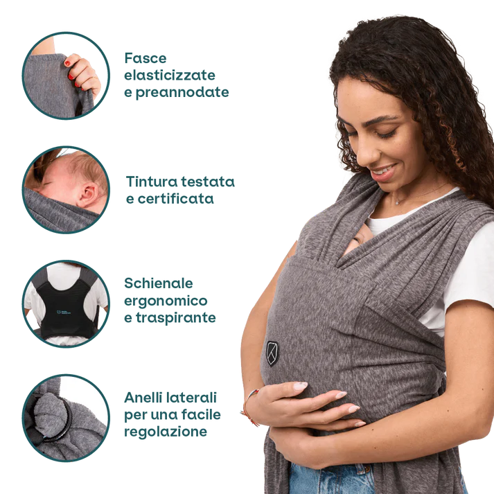 Fascia Neonato Koala Cuddle Band Grigio Scuro