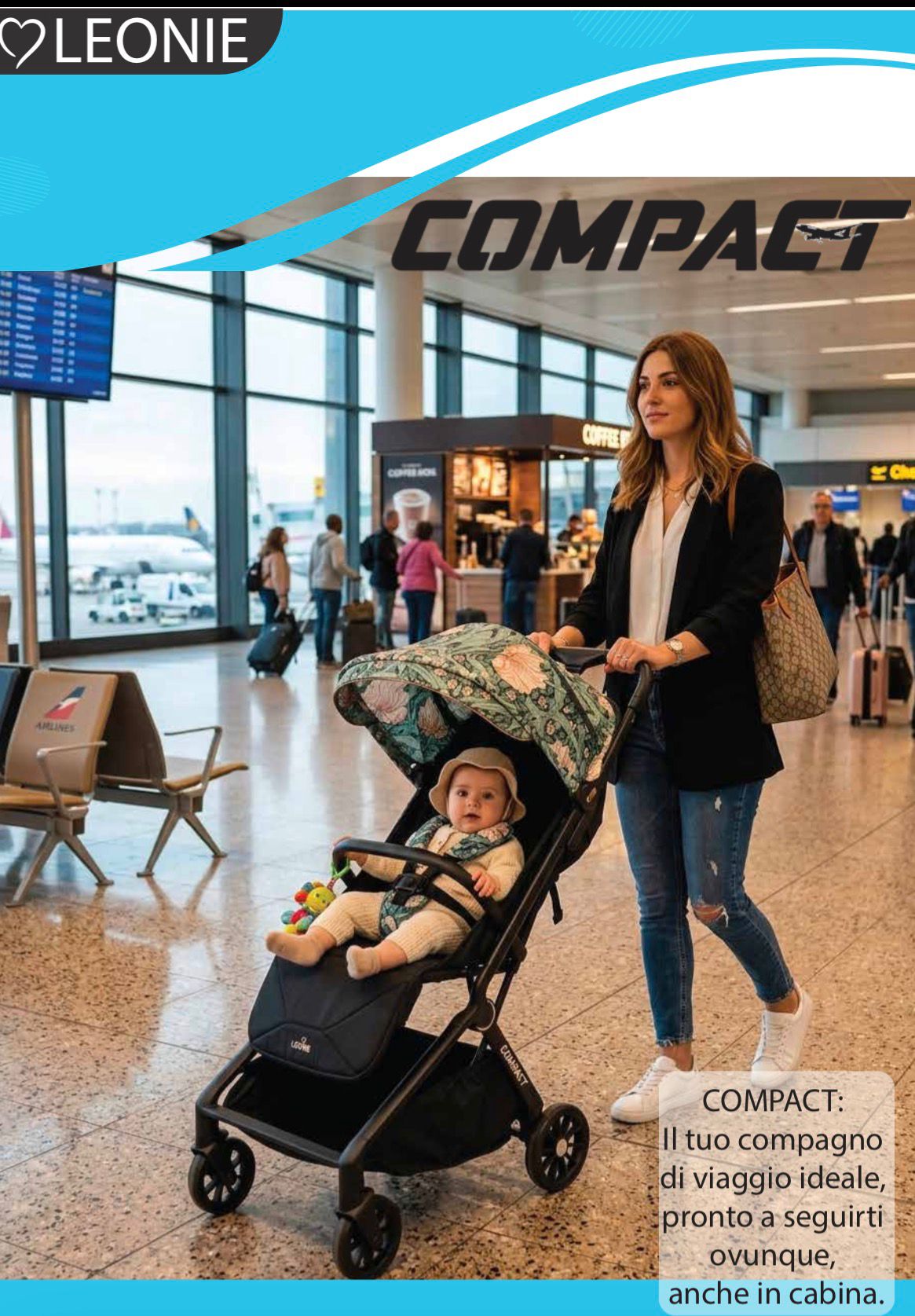 Passeggino Leggero Leonie Compact con Borsa, Bagaglio a Mano in Aereo, Vari Colori