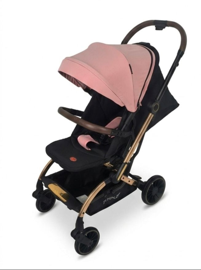 Passeggino Leonie Turn 360 Fronte Mamma e Fronte Strada con Coprigambe, Zaino e Zanzariera Omologato 0/22kg Rosa
