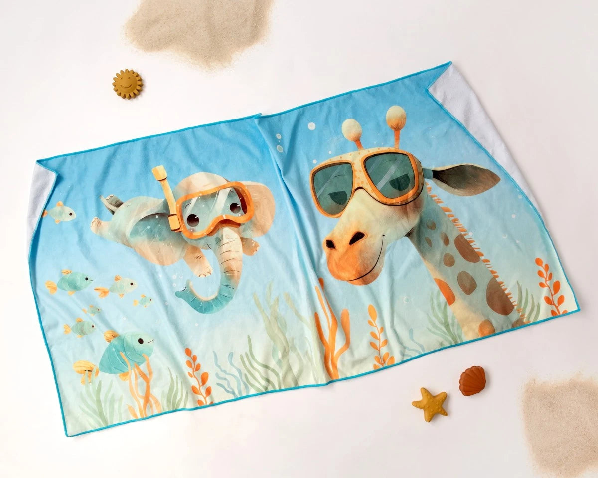 Kiokids Asciugamano da spiaggia in microfibra per bambini Blu