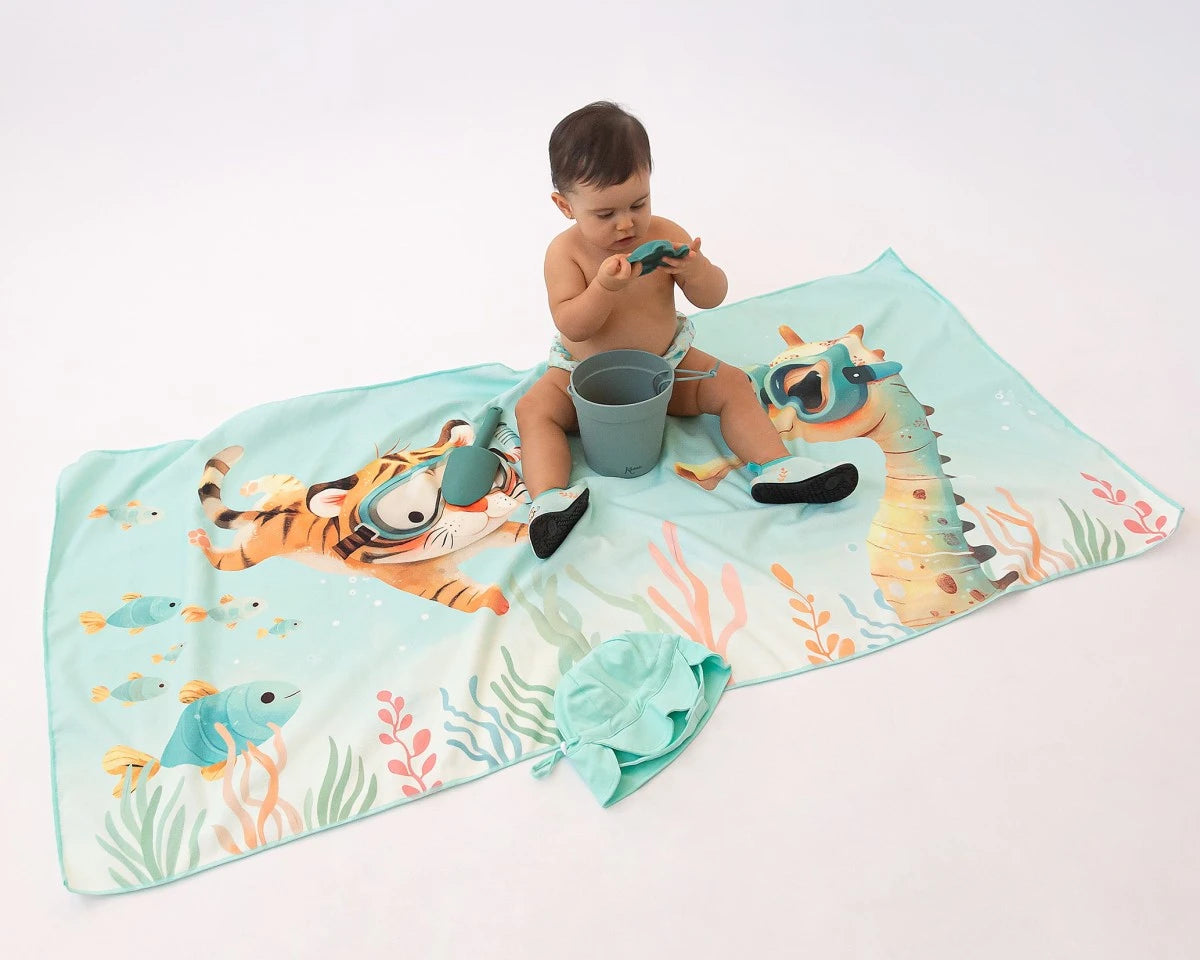 Kiokids Asciugamano da spiaggia in microfibra per bambini menta