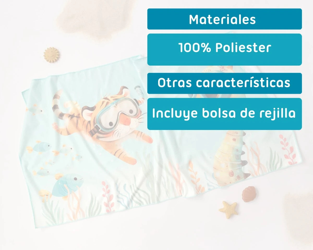 Kiokids Asciugamano da spiaggia in microfibra per bambini menta