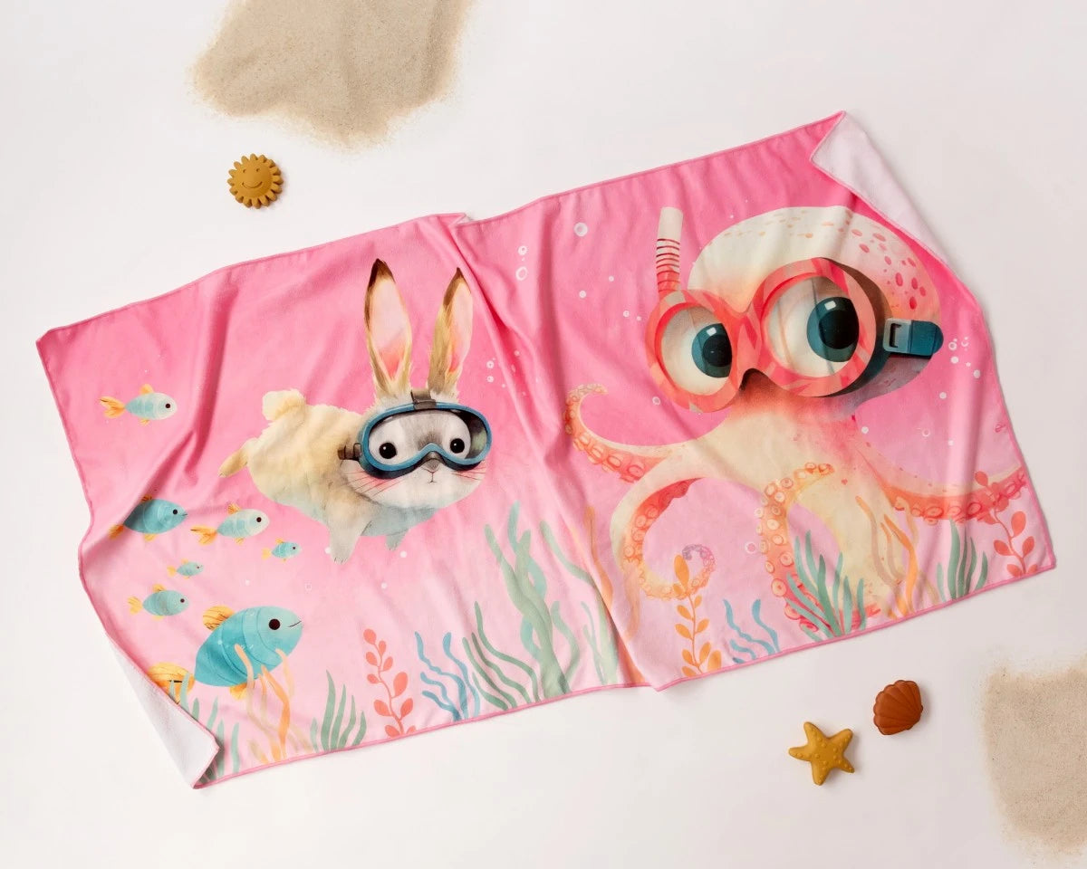 Kiokids Asciugamano da spiaggia in microfibra per bambini rosa