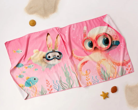 Kiokids Asciugamano da spiaggia in microfibra per bambini rosa