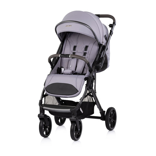 Passeggino Leggero Chipolino Omnia con Maniglione Reversibile Fronte Mamma e Fronte Strada con Coprigambe, Grigio