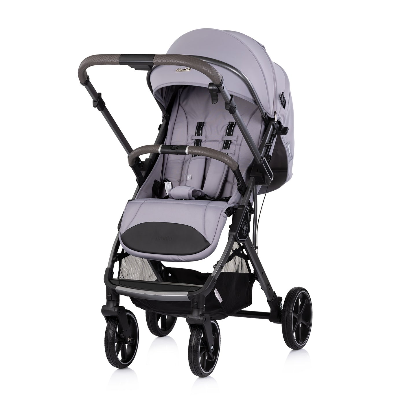 Passeggino Leggero Chipolino Omnia con Maniglione Reversibile Fronte Mamma e Fronte Strada con Coprigambe, Grigio