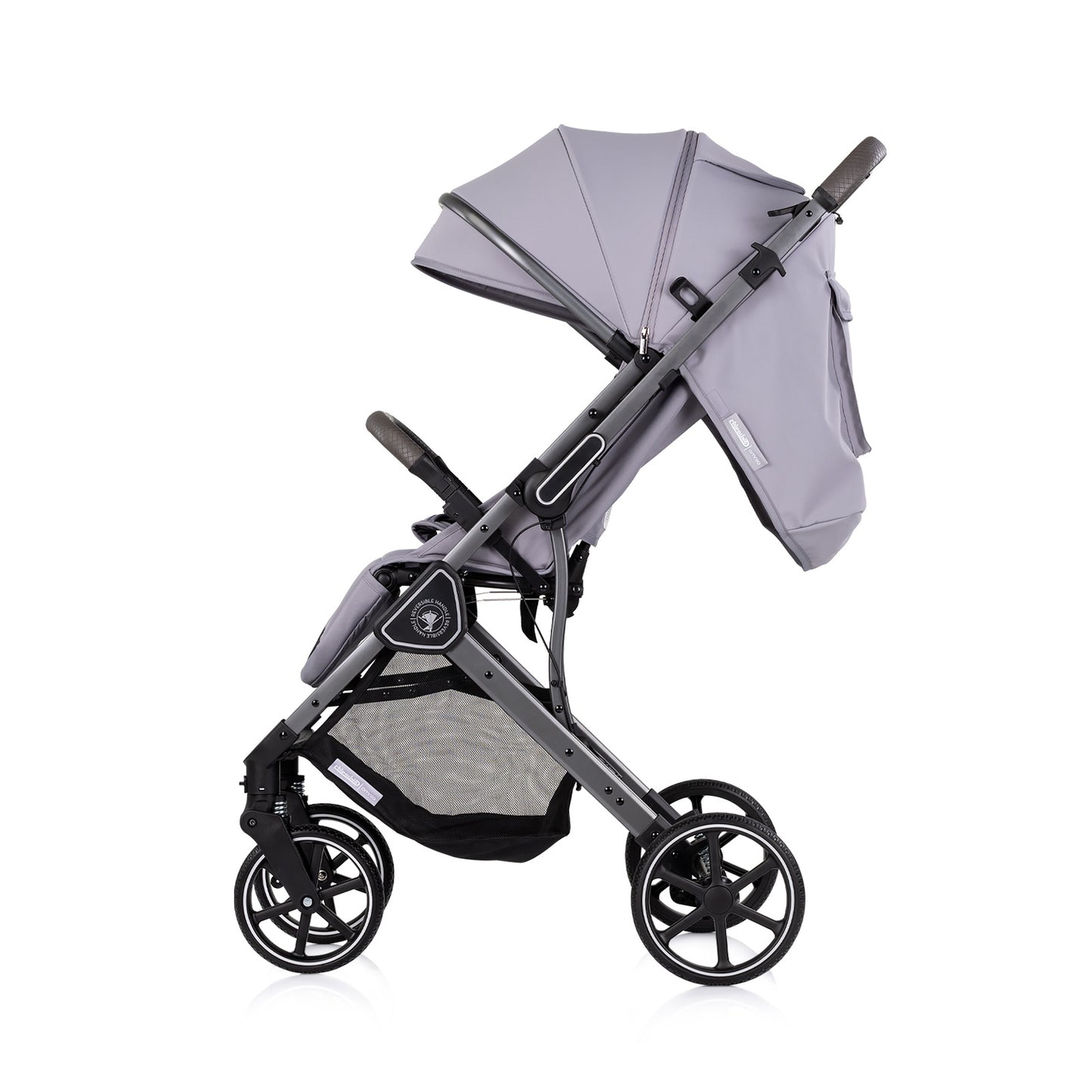 Passeggino Leggero Chipolino Omnia con Maniglione Reversibile Fronte Mamma e Fronte Strada con Coprigambe, Grigio
