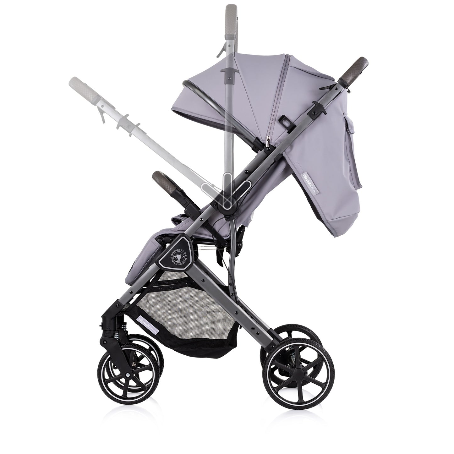 Passeggino Leggero Chipolino Omnia con Maniglione Reversibile Fronte Mamma e Fronte Strada con Coprigambe, Grigio