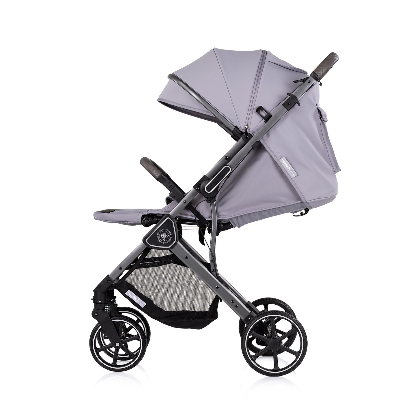 Passeggino Leggero Chipolino Omnia con Maniglione Reversibile Fronte Mamma e Fronte Strada con Coprigambe, Grigio