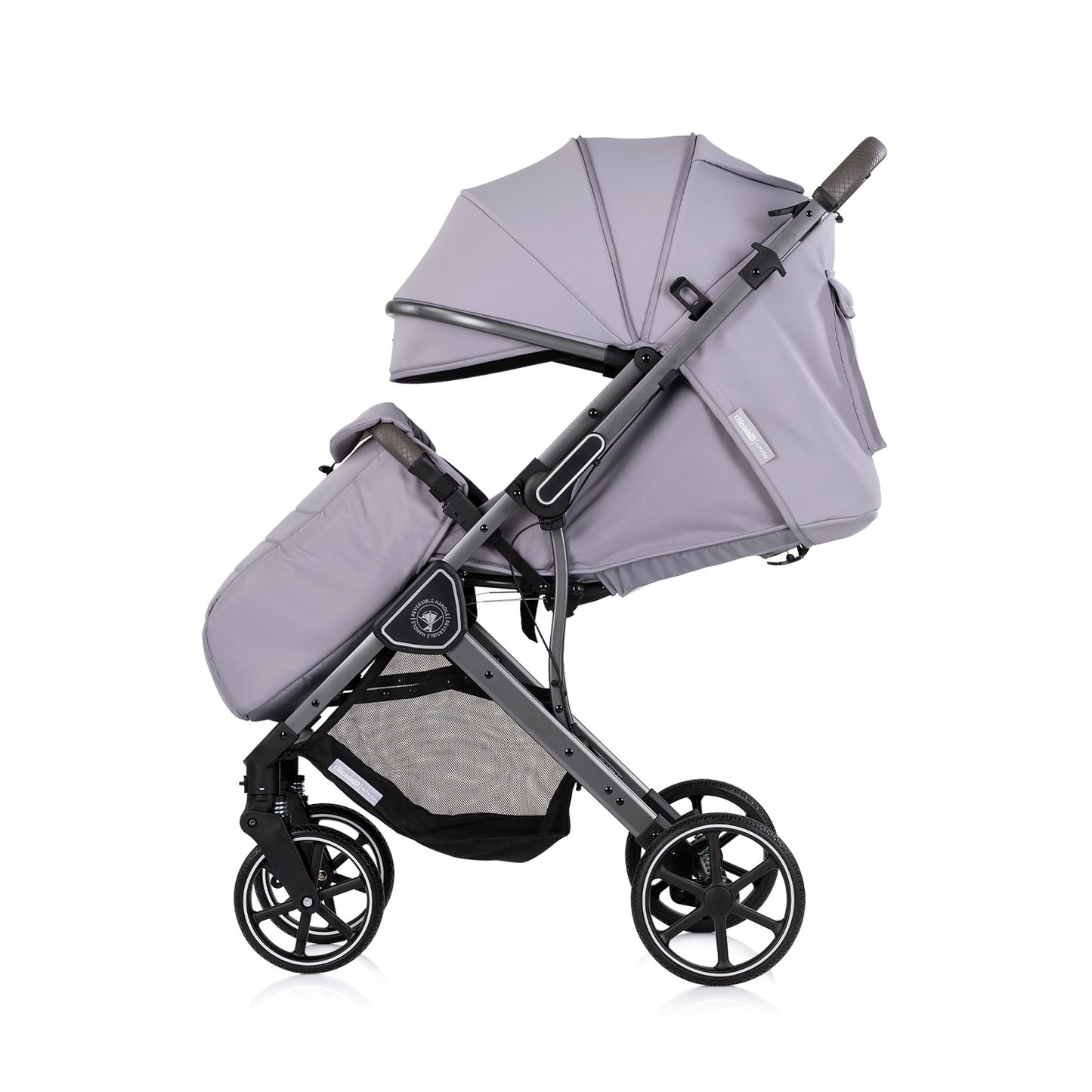 Passeggino Leggero Chipolino Omnia con Maniglione Reversibile Fronte Mamma e Fronte Strada con Coprigambe, Grigio