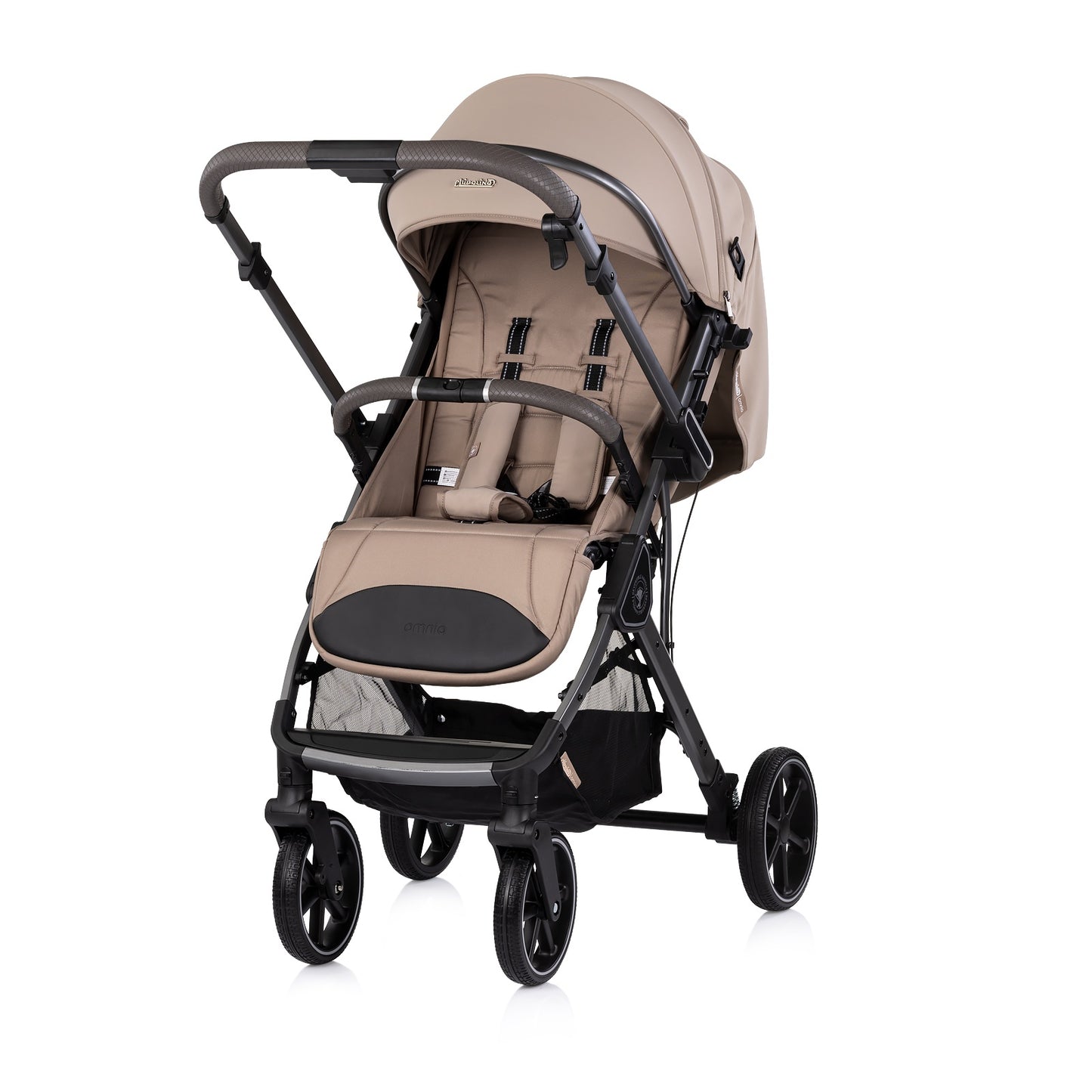 Passeggino Leggero Chipolino Omnia con Maniglione Reversibile Fronte Mamma e Fronte Strada con Coprigambe, Beige