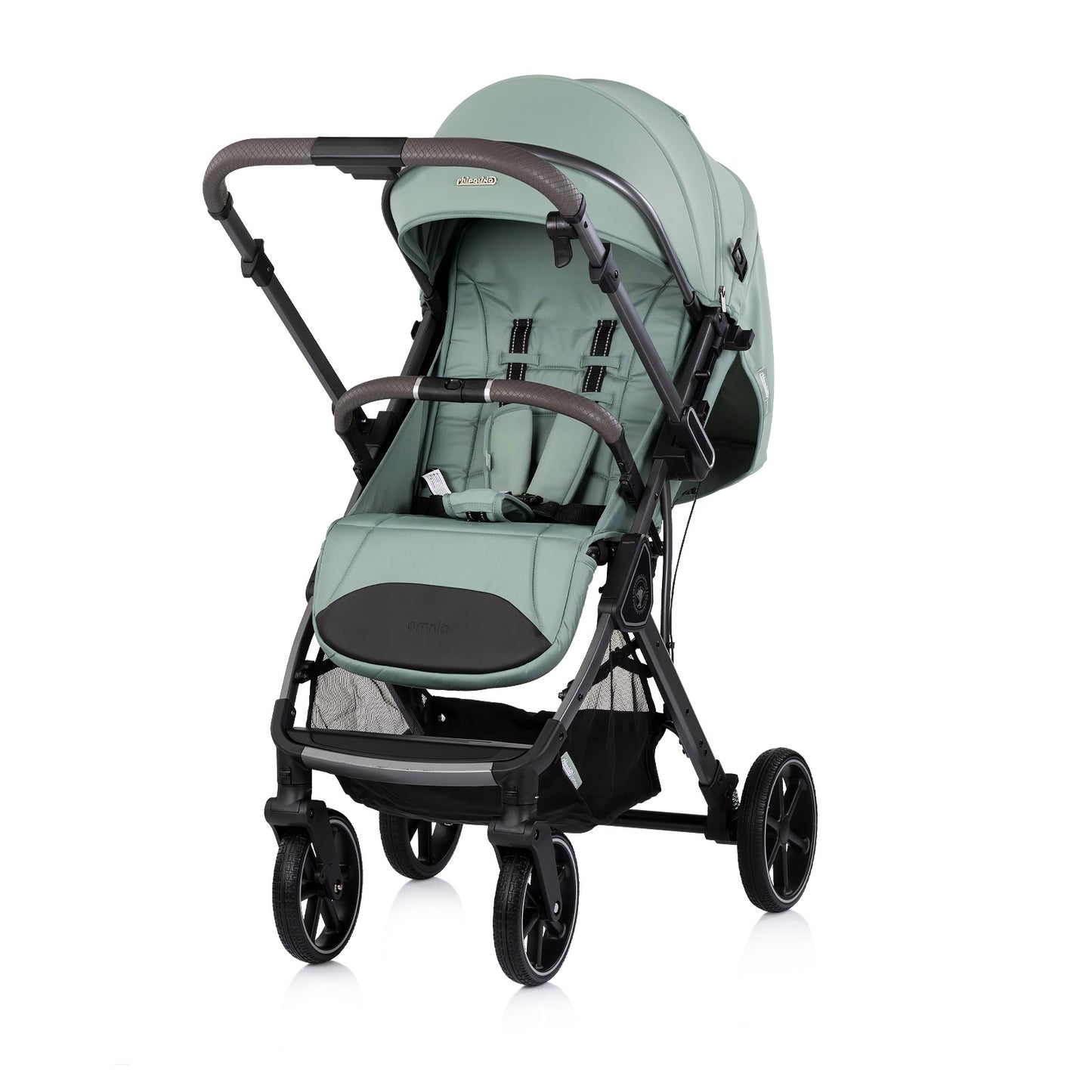 Passeggino Leggero Chipolino Omnia con Maniglione Reversibile Fronte Mamma e Fronte Strada con Coprigambe, Verde Salvia