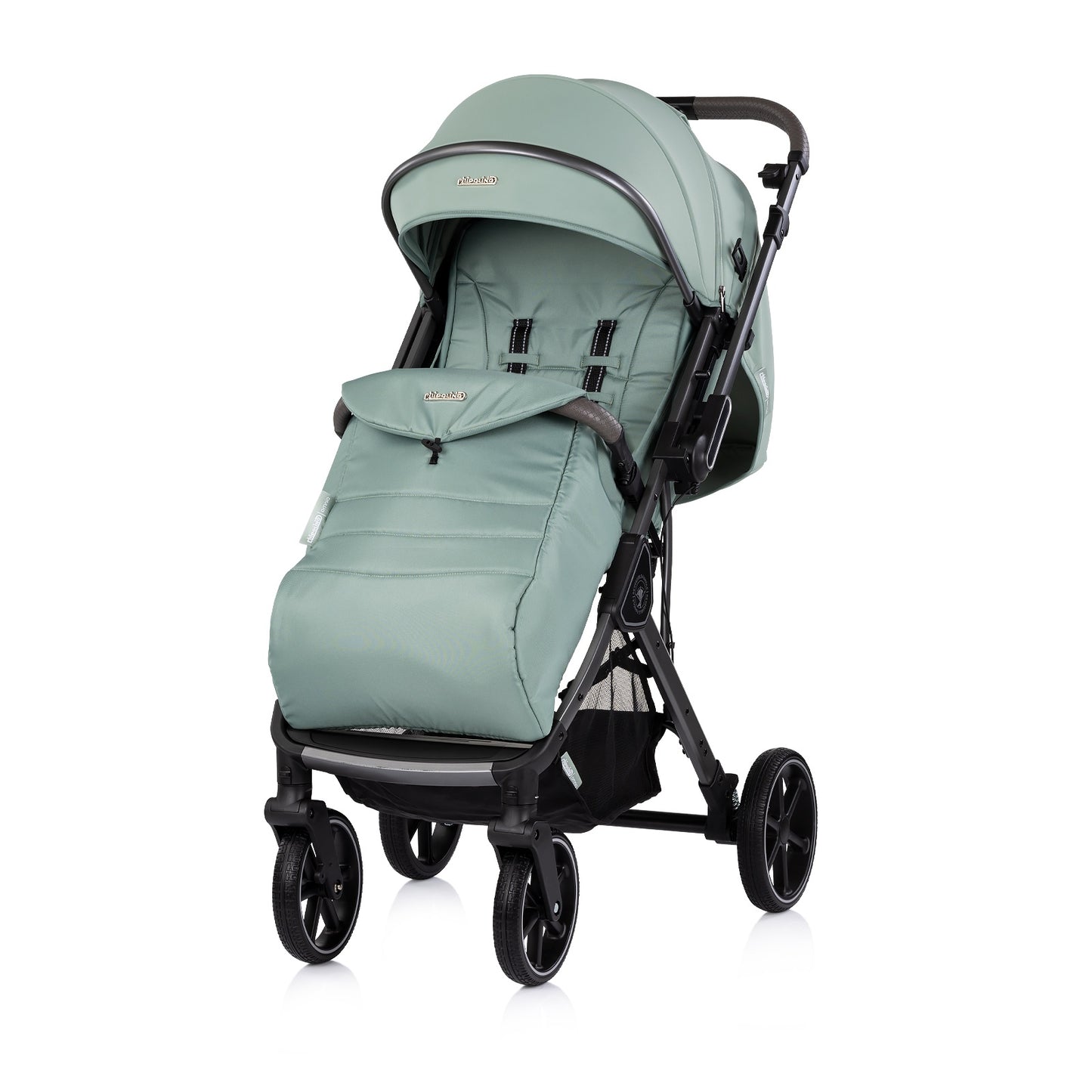 Passeggino Leggero Chipolino Omnia con Maniglione Reversibile Fronte Mamma e Fronte Strada con Coprigambe, Verde Salvia