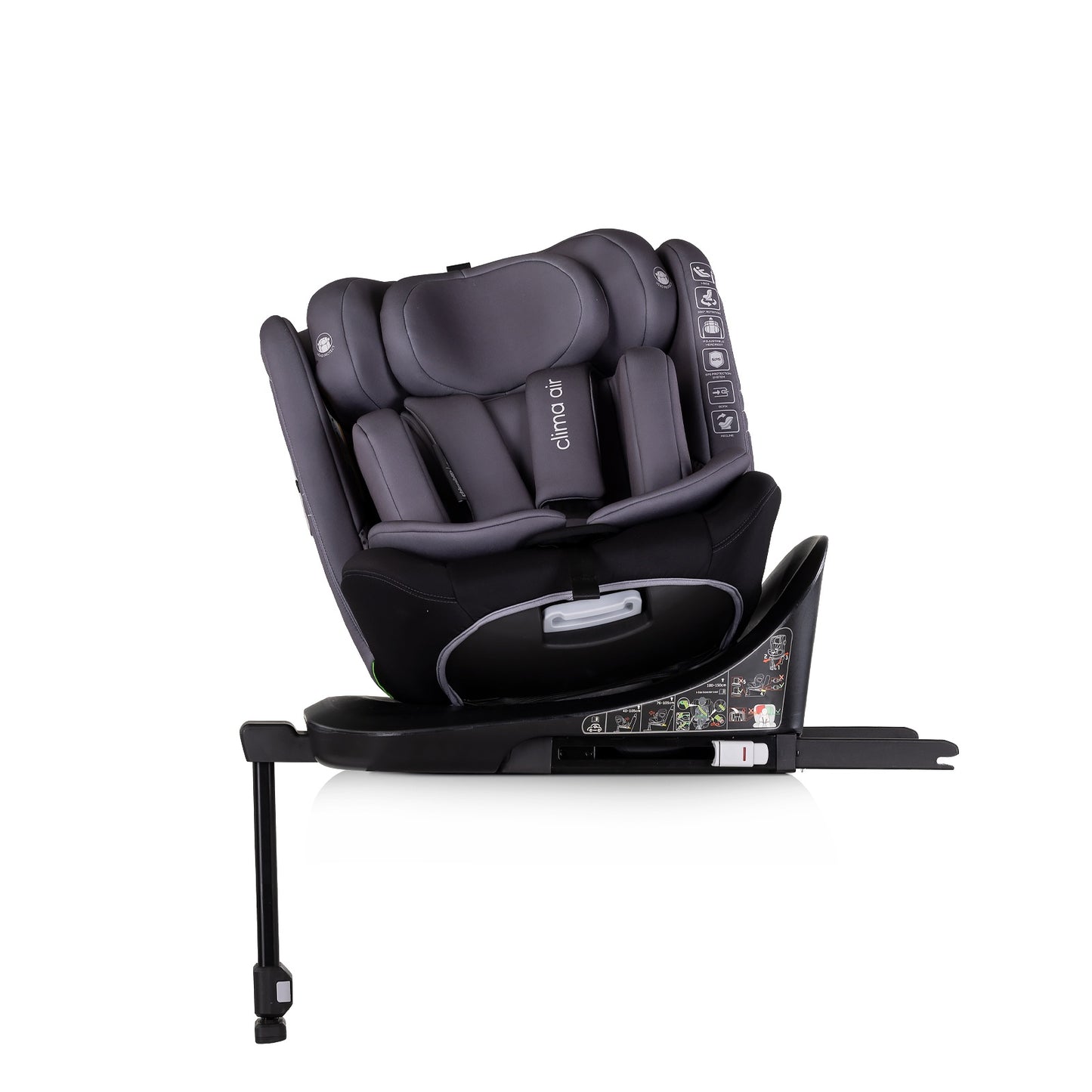 Seggiolino Auto Chipolino CLIMA AIR I-SIZE con ISOFIX e termoregolazione (40-150 cm) Grigio Scuro