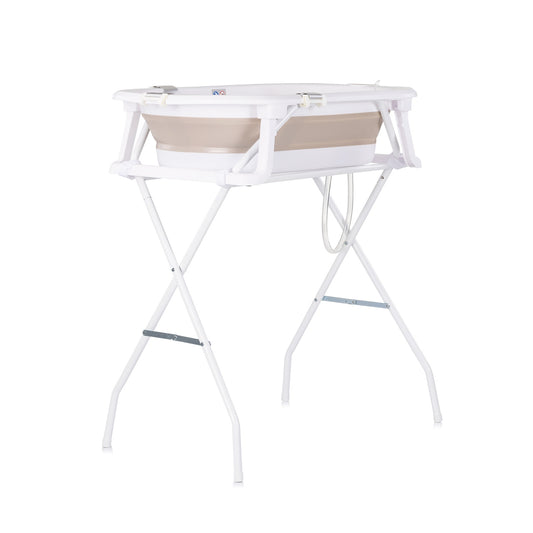 Chipolino Malibu Vasca da Bagno Pieghevole, Supporto, Riduttore Morbido e Termomemetro Temperatura Beige
