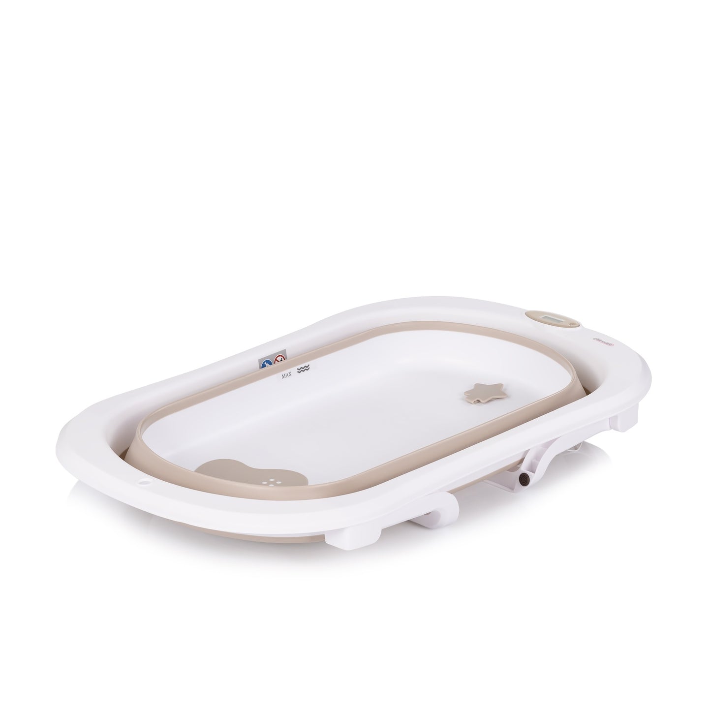 Chipolino Malibu Vasca da Bagno Pieghevole, Supporto, Riduttore Morbido e Termomemetro Temperatura Beige