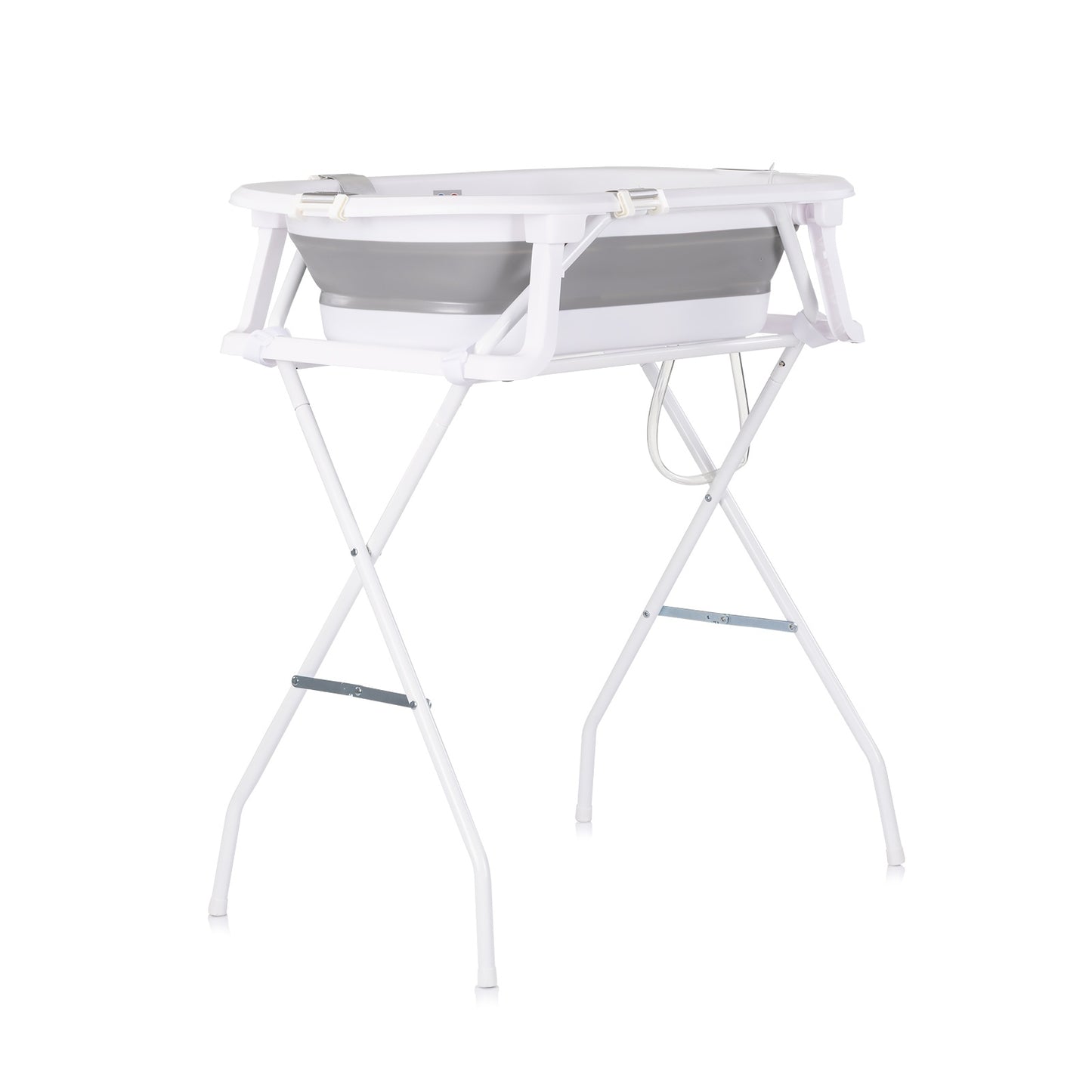 Chipolino Malibu Vasca da Bagno Pieghevole, Supporto, Riduttore Morbido e Termomemetro Temperatura Grigio
