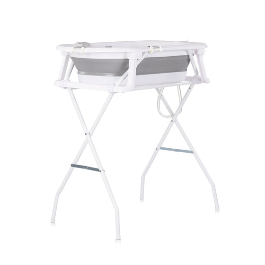 Chipolino Malibu Vasca da Bagno Pieghevole, Supporto, Riduttore Morbido e Termomemetro Temperatura Grigio