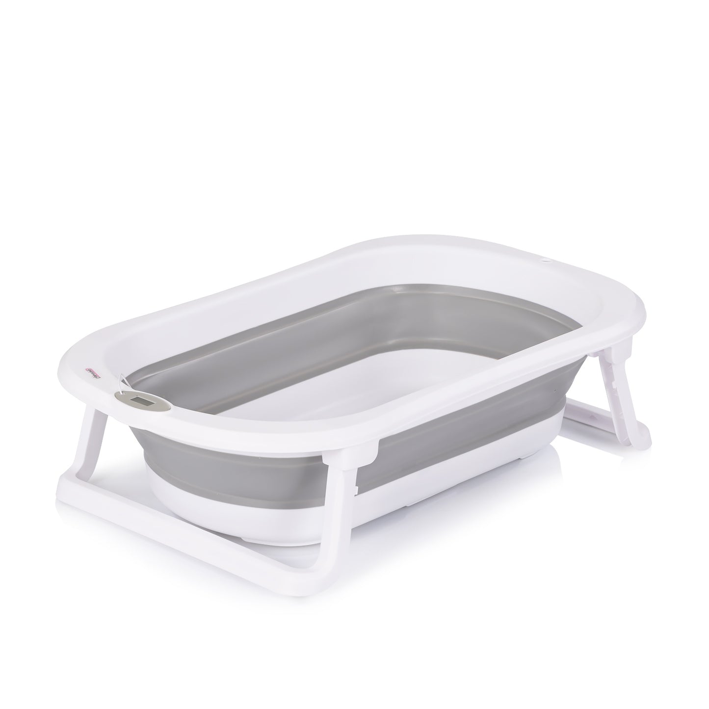 Chipolino Malibu Vasca da Bagno Pieghevole, Supporto, Riduttore Morbido e Termomemetro Temperatura Grigio