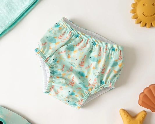 Kiokids Costume da bagno e pannolino con protezione upf50+ menta