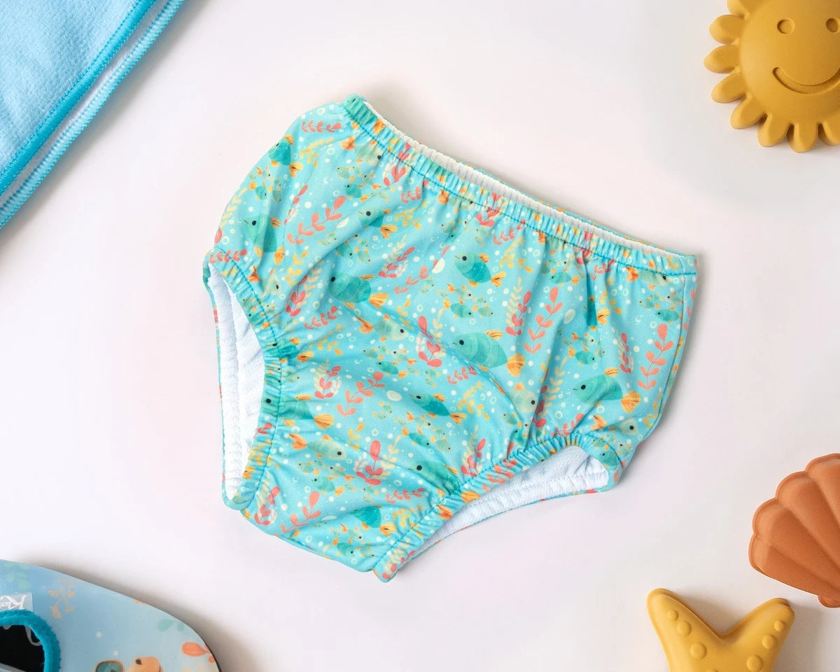 Kiokids Costume da bagno e pannolino con protezione upf50+ blu