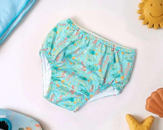 Kiokids Costume da bagno e pannolino con protezione upf50+ blu