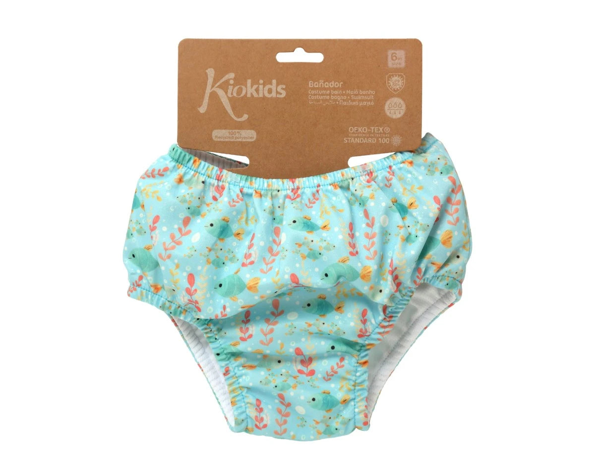 Kiokids Costume da bagno e pannolino con protezione upf50+ blu