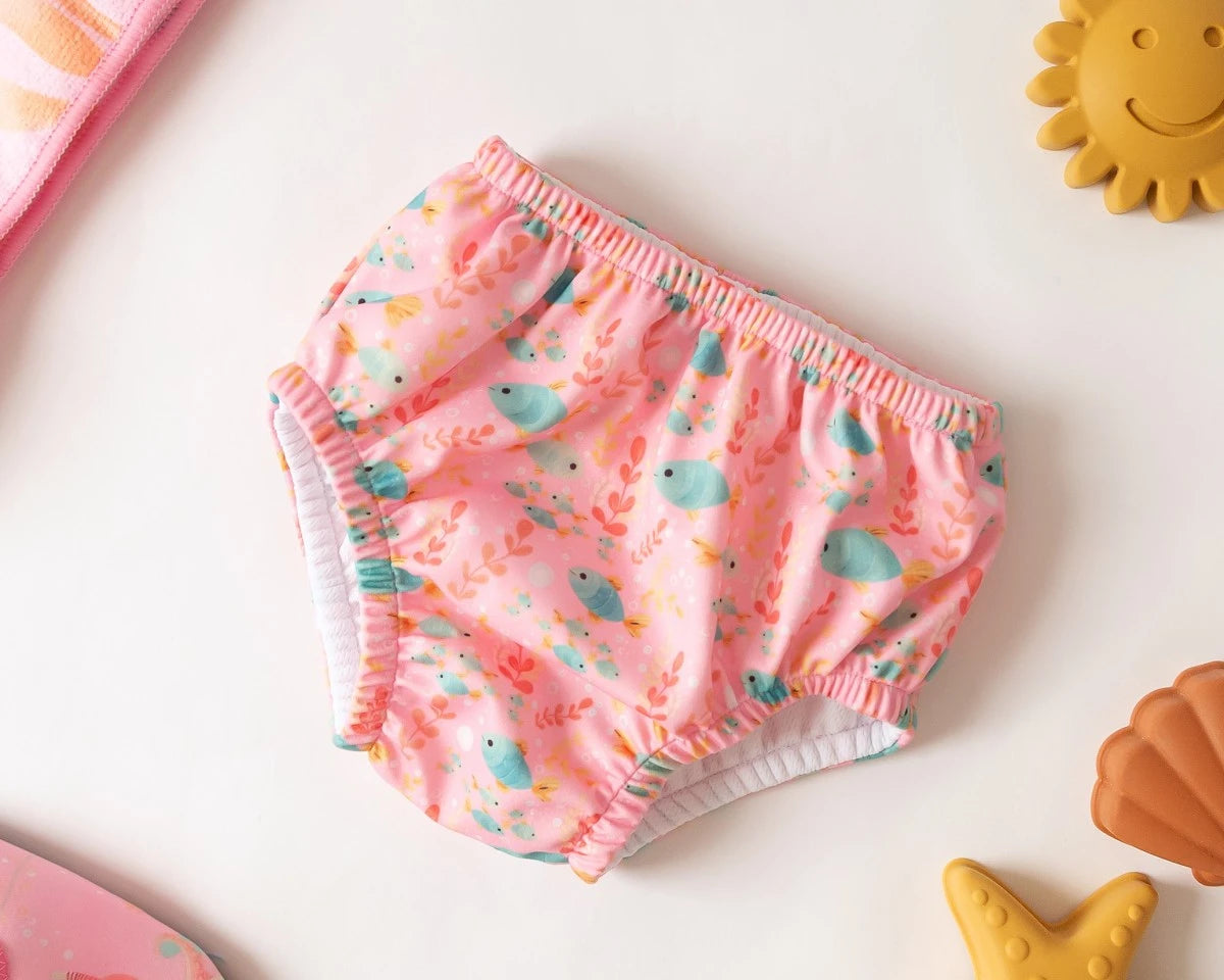 Kiokids Costume da bagno e pannolino con protezione upf50+ rosa