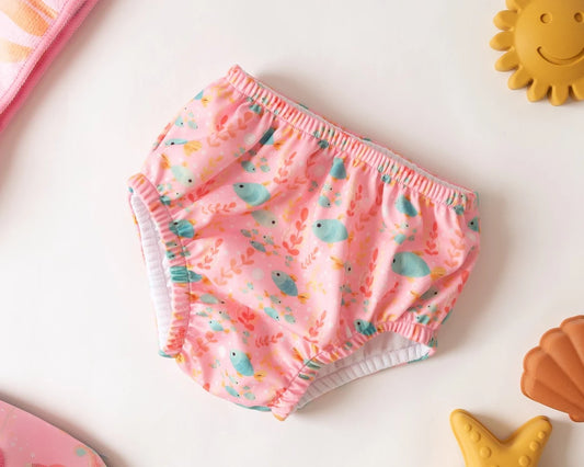 Kiokids Costume da bagno e pannolino con protezione upf50+ rosa
