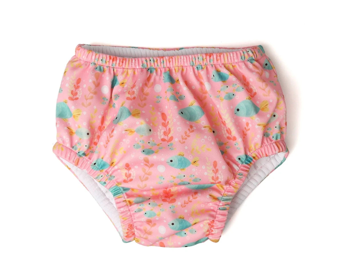 Kiokids Costume da bagno e pannolino con protezione upf50+ rosa