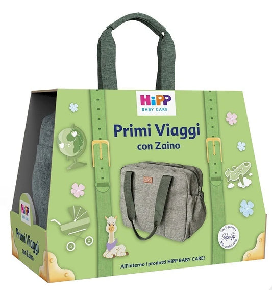 HiPP Cofanetto Primi Viaggi Zaino Baby Care Salviettine 48 Pezzi + Bagno Delicato 350ml + Shampoo Delicato 200ml + Latte Idratante 350ml