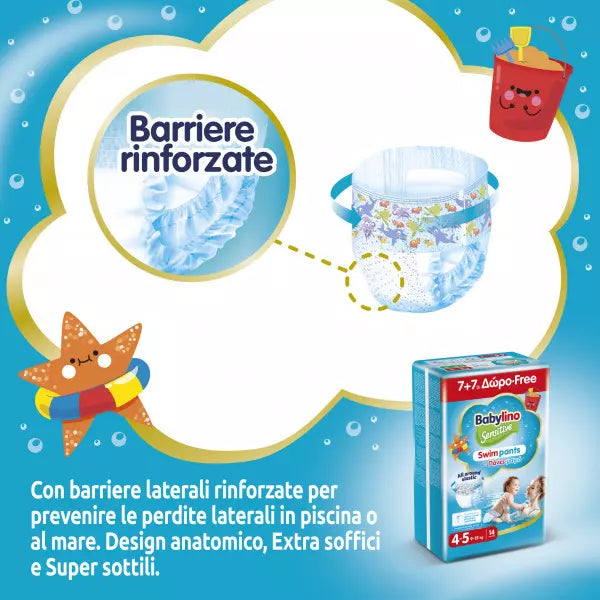 Babylino Pannolini Mare e Piscina Taglia 5-6 Da 14+kg Conf. 14PZ
