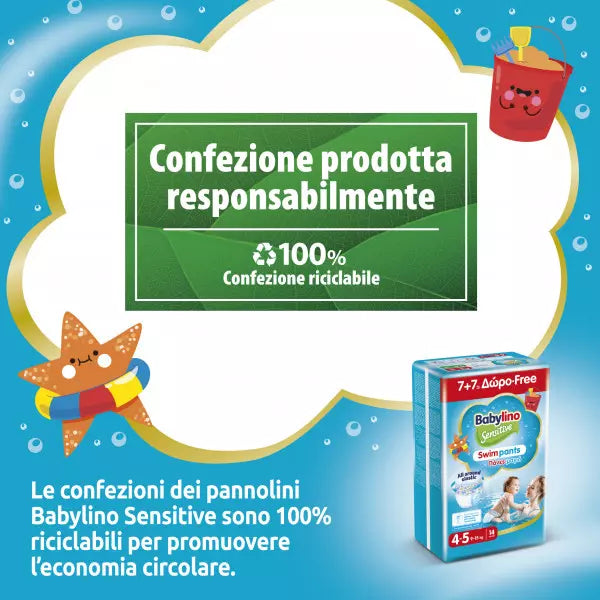 Babylino Pannolini Mare e Piscina Taglia 5-6 Da 14+kg Conf. 14PZ