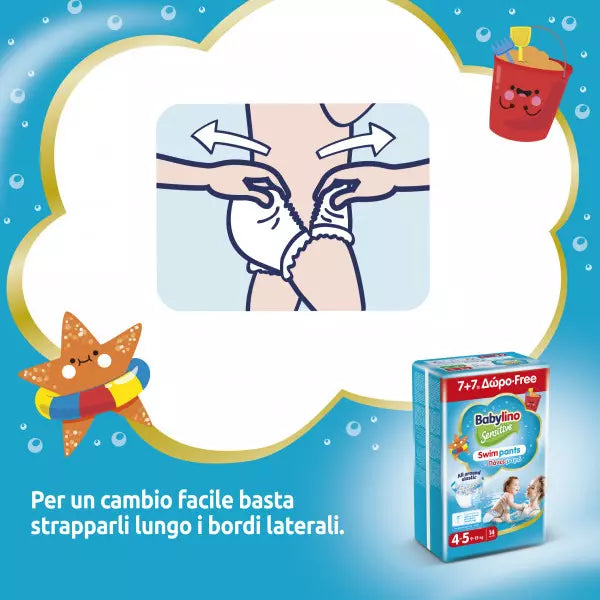 Babylino Pannolini Mare e Piscina Taglia 5-6 Da 14+kg Conf. 14PZ