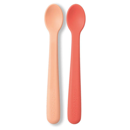 Muchmellow Set 2 pezzi cucchiai in silicone con custodia arancio e pesca