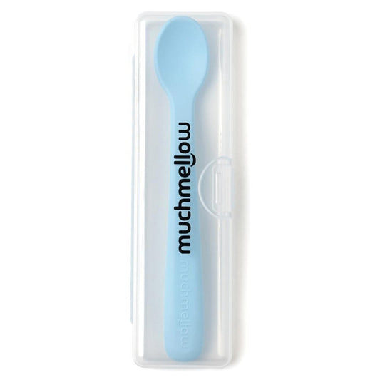 Muchmellow Set 2 pezzi cucchiai in silicone con custodia azzurro e blu