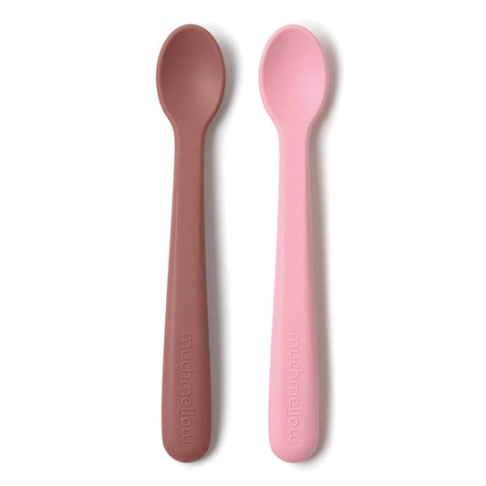 Muchmellow Set 2 pezzi cucchiai in silicone con custodia rosa e rosso