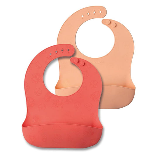 Muchmellow Set 2 Pezzi bavaglini in silicone arancio e pesca