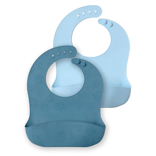 Muchmellow Set 2 Pezzi bavaglini in silicone azzurro e blu