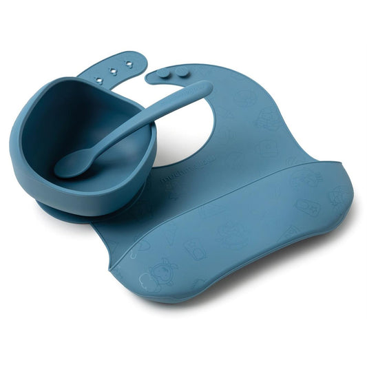 Muchmellow Set pappa 3 pezzi in silicone Blu